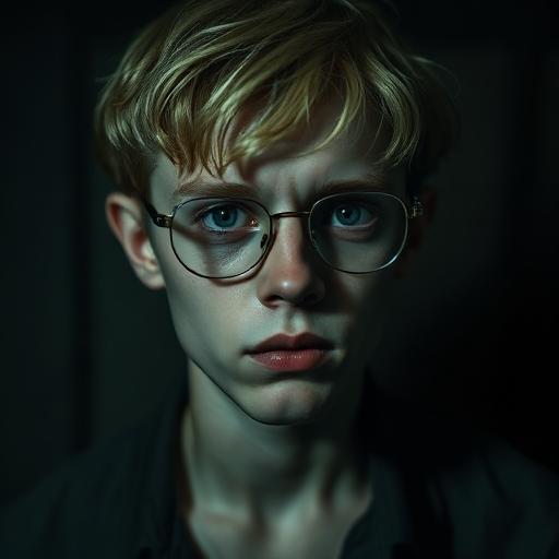 Stylized portrait of Jeffrey Dahmer